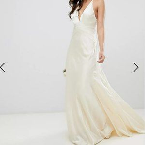 ASOS Satin paneled wedding dress with fishtail - US 4